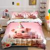 Cute Birthday Pig Decoration Set Soft Comfortable Duvet Cover Bedding Set Included 1*Duvet Cover & 2*Pillowcases, Gift