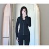 Womens Slim Fit Short Jacket Gold Zipper Yoga Fitness Activewear