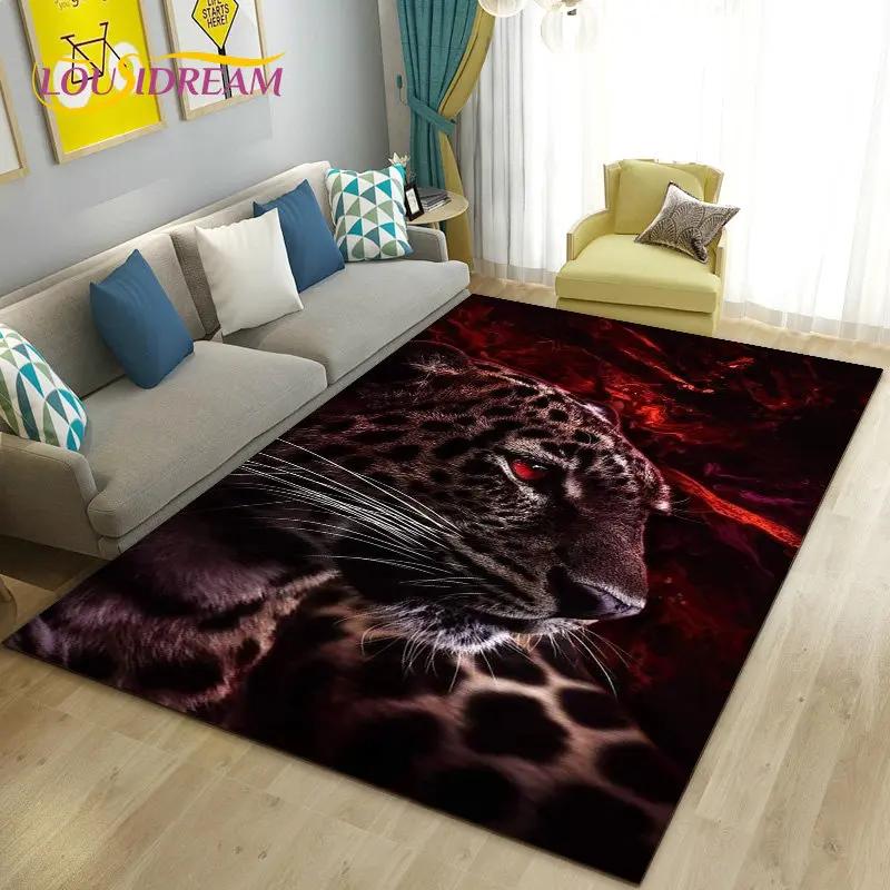 3D Cartoon Dier Luipaard Jachtluipaard Gebiedskleed Tapijt voor Woonkamer Slaapkamer Speelkamer Sofa decoratie huis Antislipkleed Vloermat Zacht