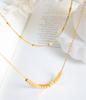 Titanium Steel Double Layer Square Bead Necklace - Non-Fading, Versatile Light Luxury Women's Sweater and Clavicle Chain.