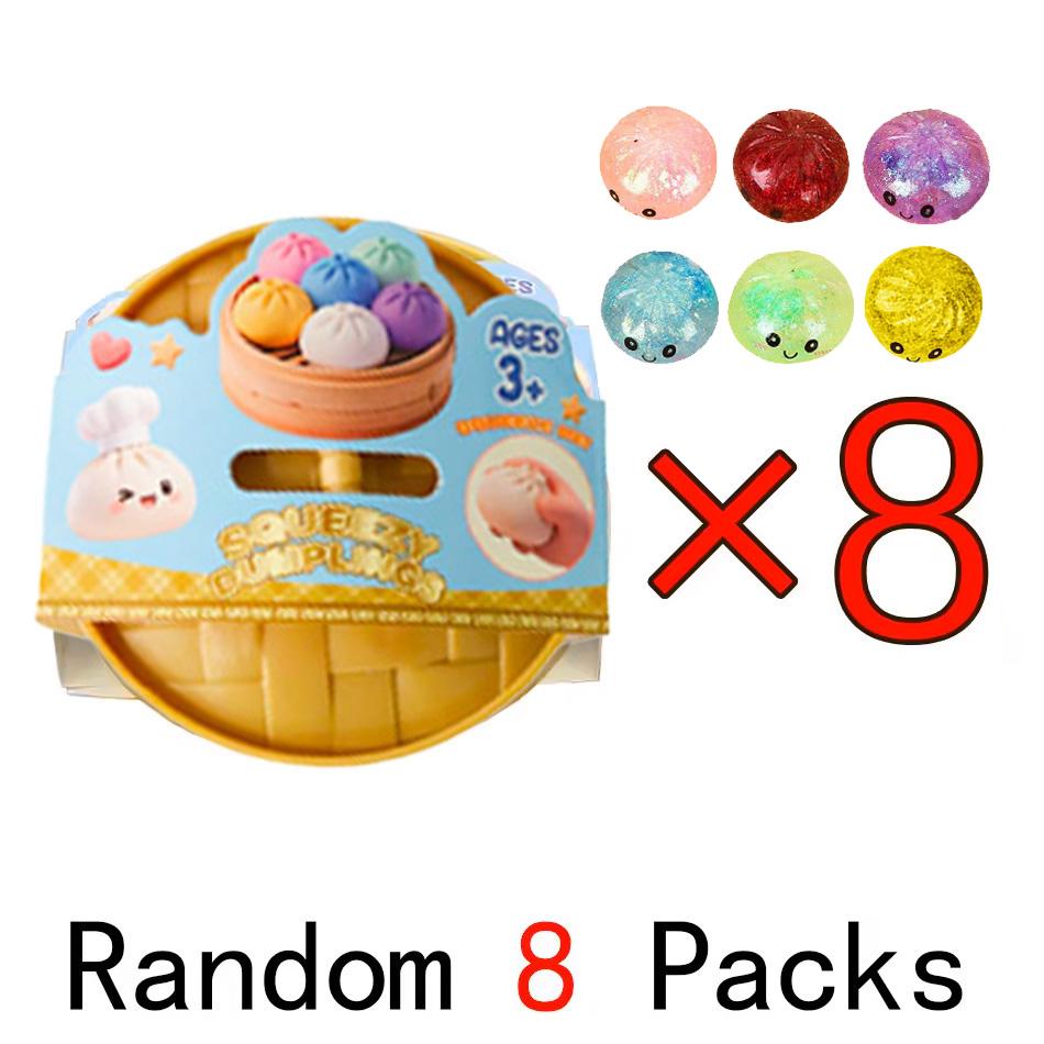 6 סגנונות צעצוע סחיטה ריאליסטי בצורת דמפלינג ענק עם סיר אידוי מבמבוק, כדור בצק רך, צעצוע דחיקה להפגת מתחים, מתנה מצחיקה ויצירתית