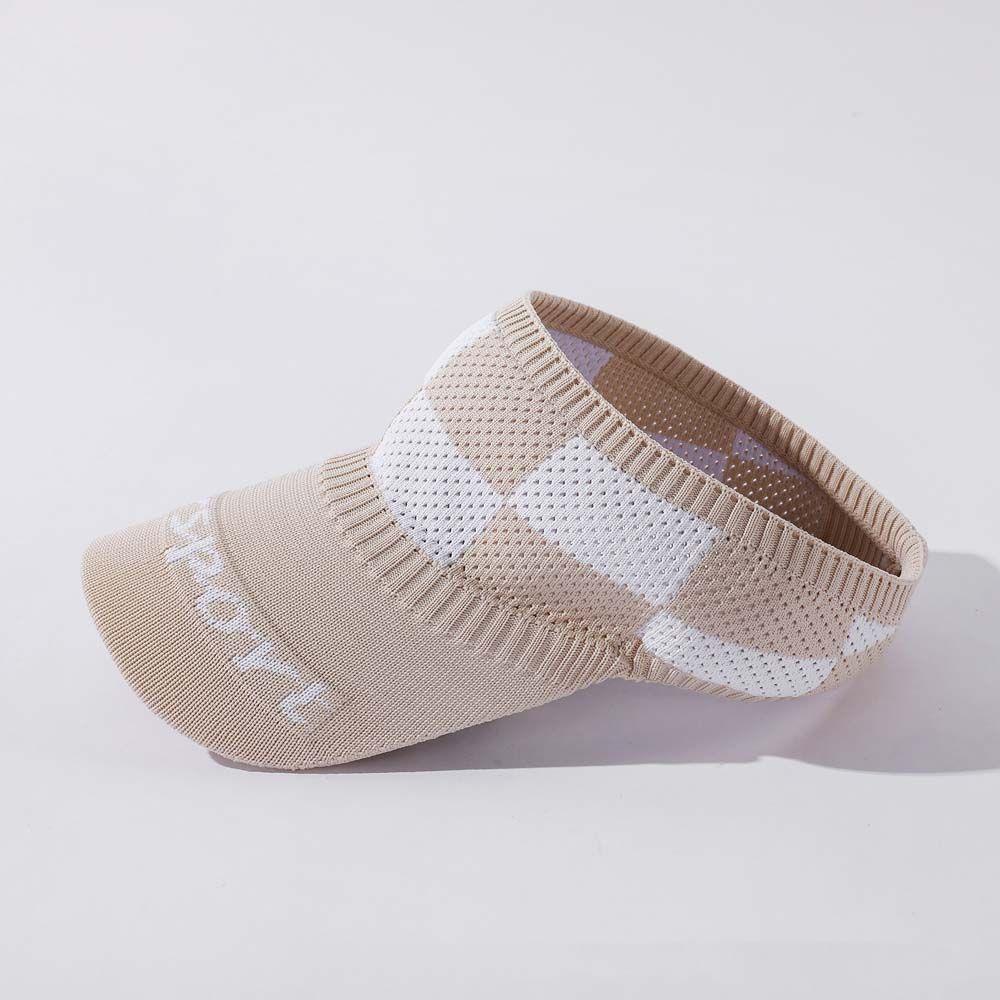 Summer Simple Checkerboard Plaid Letter Hollow Sun Hat Sun Cap Baseball Cap Empty Top Hat