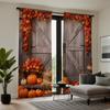 2pcs HD Thanksgiving rattan Maple Leaf wooden door pumpkin decorative curtain Coffee color digital printing curtain Home deco