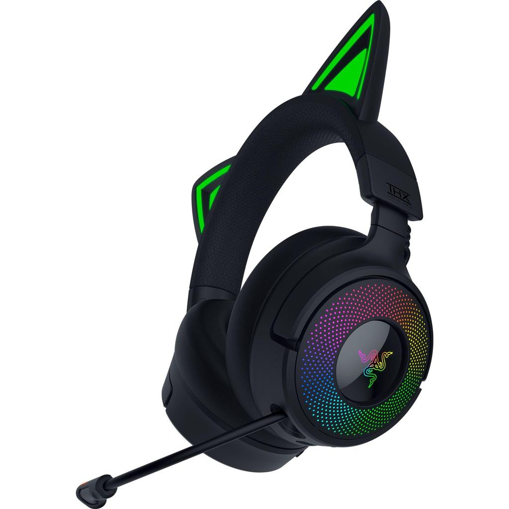 Razer Kraken Kitty V3 Pro Wireless Gaming Headset with cat ears that react to your stream and HyperSpeed Wireless Bluetooth and USB a retractable
