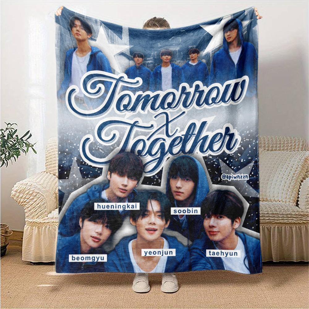 Txt Print Flannel Blanket High Quality Warm Comfortable Cover for All Seasons Perfect for Gifts Home Decor