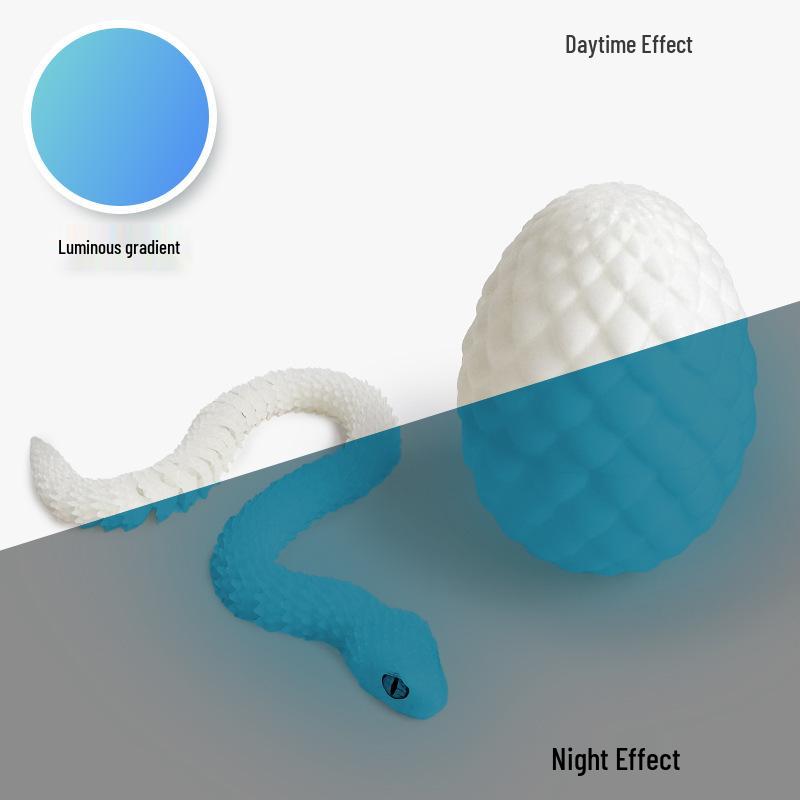 3D Printed Luminous Snake Dragon Egg Set with Movable Joints - Ornament Toy Handicraft