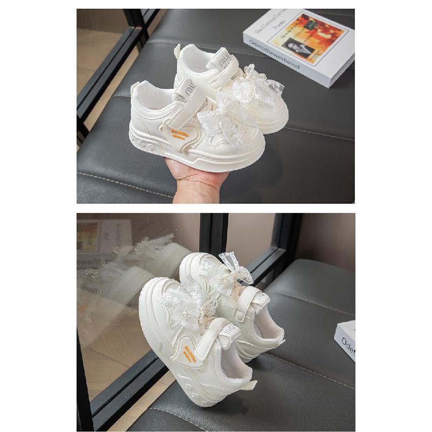 Girls' Sneakers Spring and Autumn New Children's White Shoes Leather Panel Shoes Flat Breathable Running Shoes Trendy