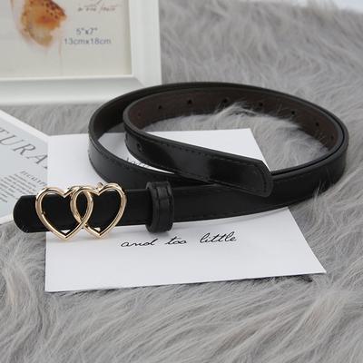  Double Love Heart Buckle Thin Belt Simple Ladies Jeans With Suit Long Shirt Decorative Belts Women