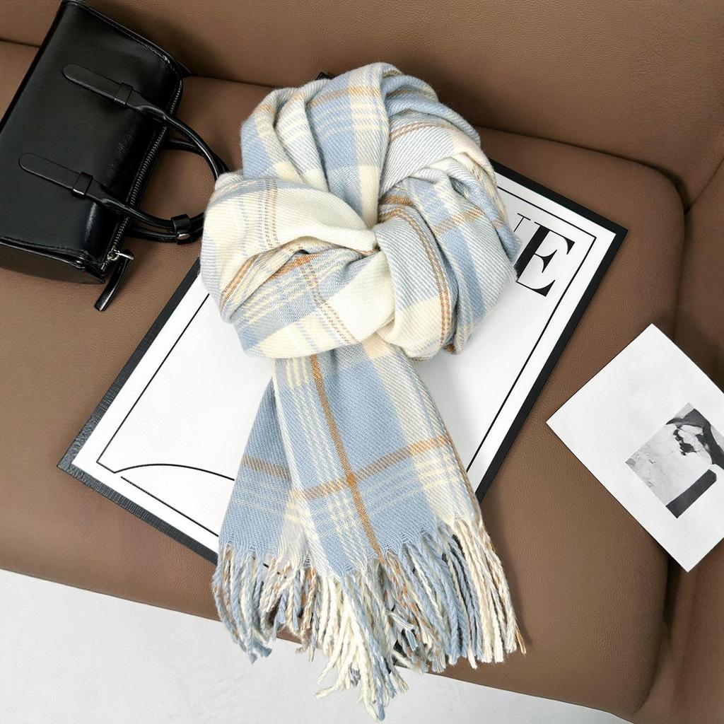 Women's Korean Style Plaid Scarf 2025 - High-End, Versatile Shawl & Neck Warmer for Winter
