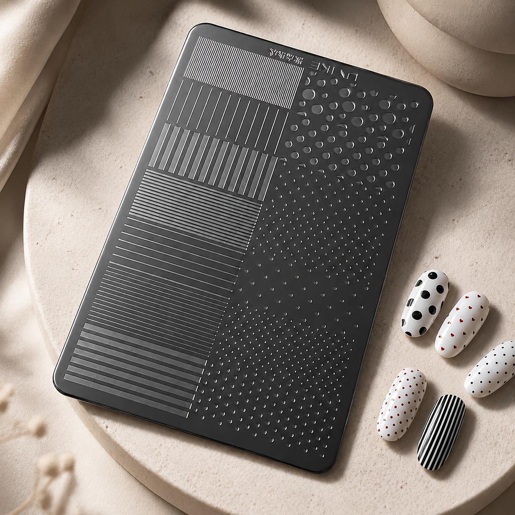 Nail Stamping Plate/Line and Dot Pattern Nail Art Template/Stainless Steel Manicure Stamp Plate for Gel Polish DIY Nail Design
