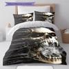Snake and Skull Pattern Bedding Quilt Set Quilt Cover Pillowcase Home Decoration Gift (1 * Duvet Cover + 2 * Pillowcase, Without Core)