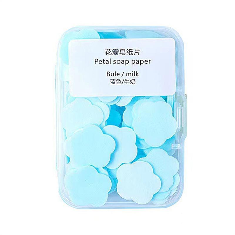 100Pcs/Box Disposable Cute Mini Flower Shape Paper Soap  With Box