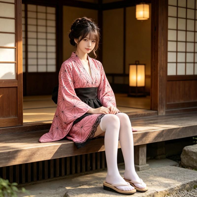Anime Cosplay Costume Set Kimono Style Nezuko Kamado Demon Slayer Halloween Party Outfit