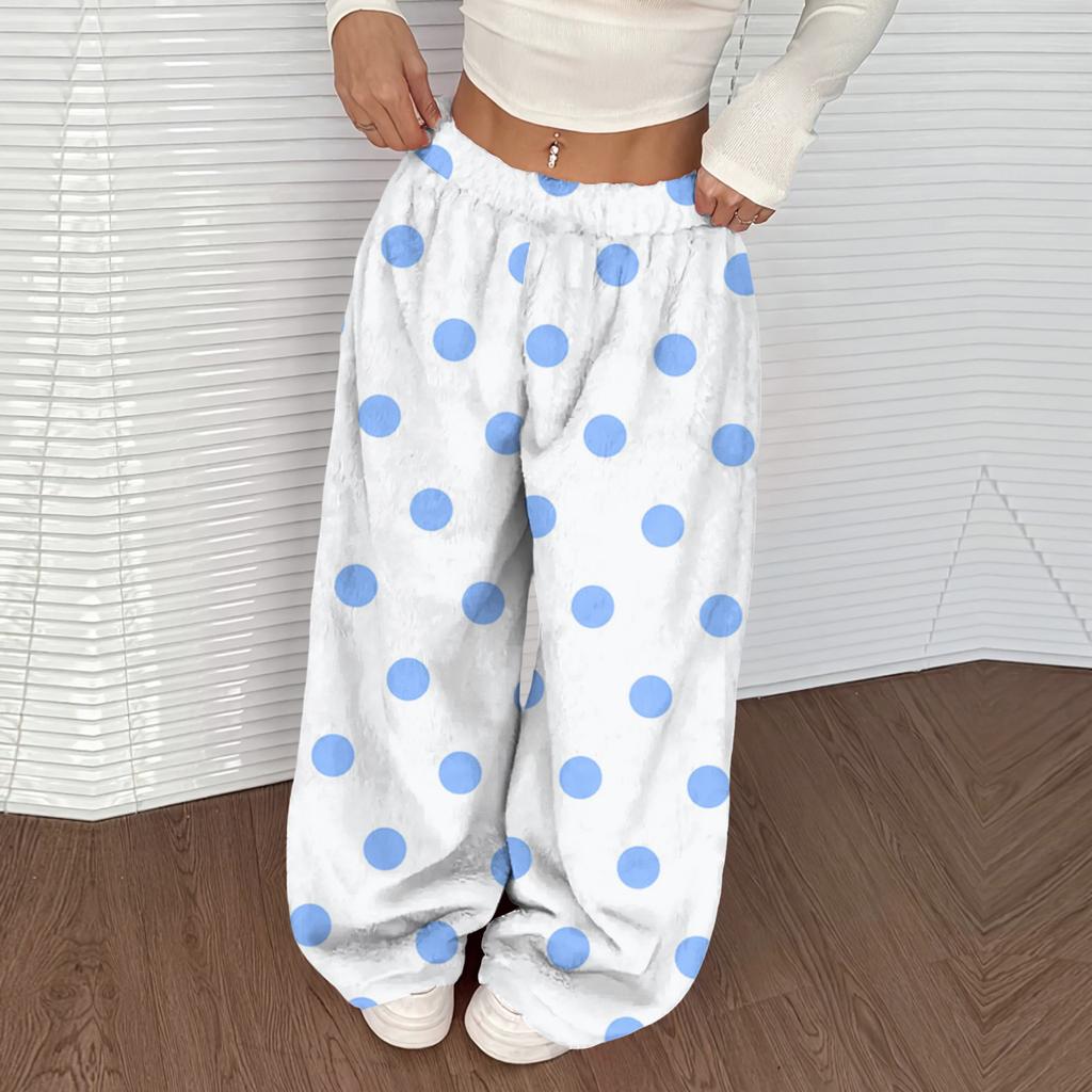 Women's Casual And Fashionable Printed Elastic Waist Loose Wide Leg Pants