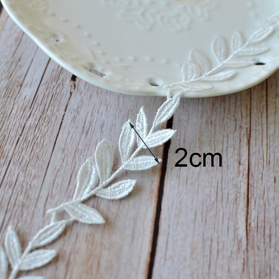 2Yards White Black Embroidery Leaves Patch Repair Appliques DlY Lace Wedding Decoration Accessories