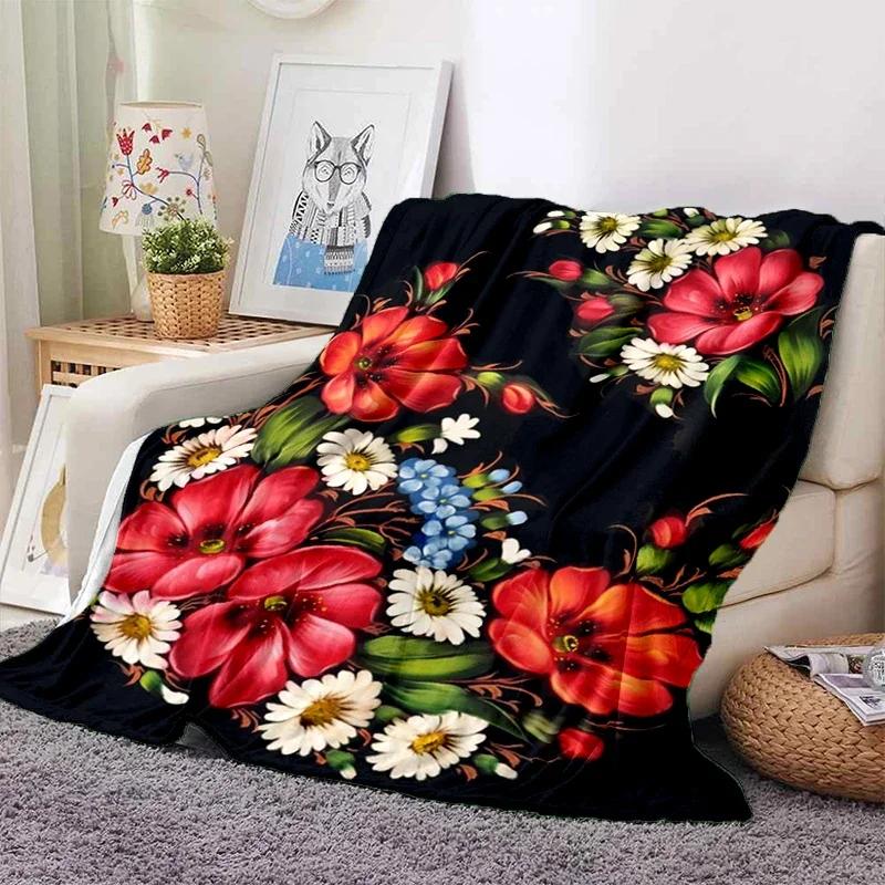 Red Roses Water Droplets Flannel Throw Blanket Valentine's Day Gift for Girls Women King Queen Size for Couch Sofa Living Room