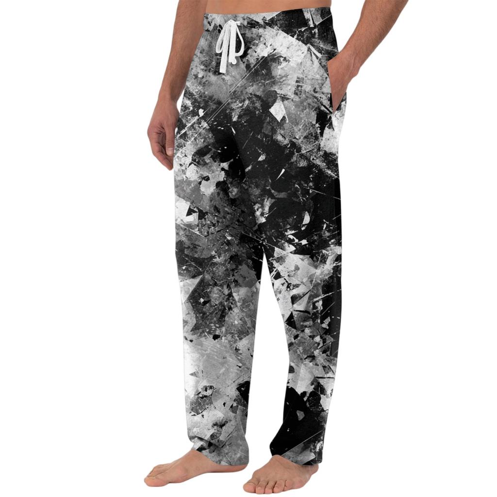 Men's Knitted Fashion Print Pocket Casual Pants Pajama Pants
