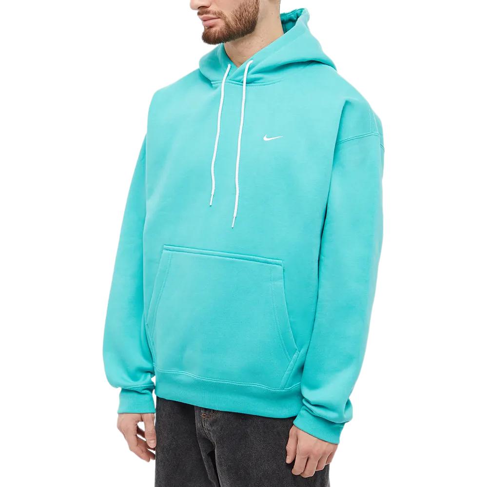 Nike Solo Swoosh Fleece Hoodie Washed Teal/Wit Men Streetwear CV0552-393