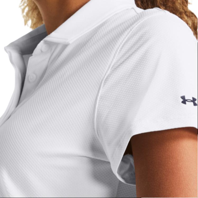 Under Armour Ua Iso-Chill Solid Logo Casual Comfortable Short Sleeve Polo Shirt Women tops White 1382814-100