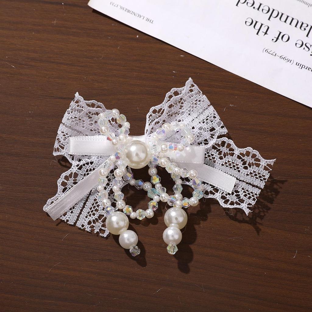 Lolita Lace Bow Pearl Hair & Clothing Accessories Set