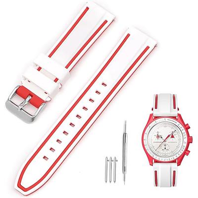 20mm remienok na hodinky pre Swatch x OMEGA Speedmaster Silikónový remienok na hodinky pre Swatch a nástroj na výmenu s rýchloupínaním a 3 pružinové tyčky sú súčasťou balenia [Ylfcly]