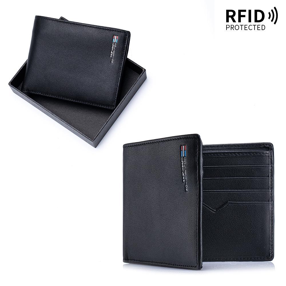 Nouveau Portefeuille en Cuir pour Homme - Portefeuille Court en Cuir de Vachette Première Couche, Pince à Billets Cadeau pour Père, Mari ou Petit Ami