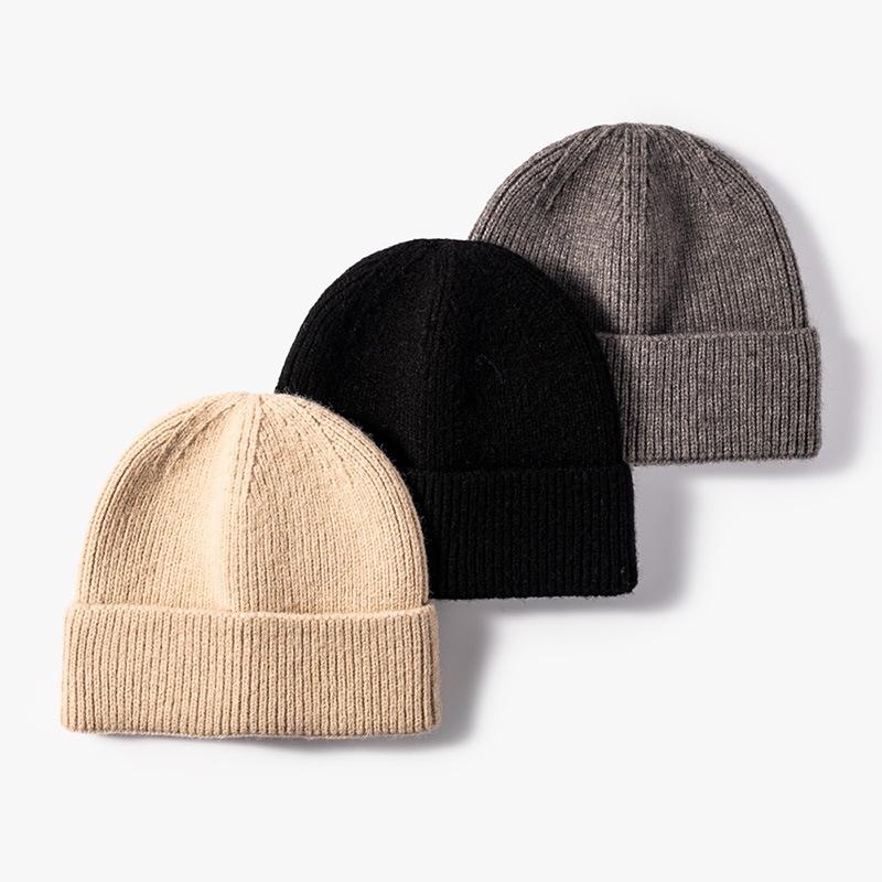 Custom Winter Hats Wool Beanie Embroidery Logo Classic Knit Beanies Knit Cuffed Plain Hats Skull Cap Warm Beanies