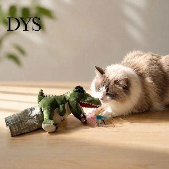 Gift for Cat Lovers Wrestling Glove with Arm Sleeve, Dinosaur Interactive Toy, Puppet Bite Proof Handling Protective 2 Feather Toys Indoor Cats