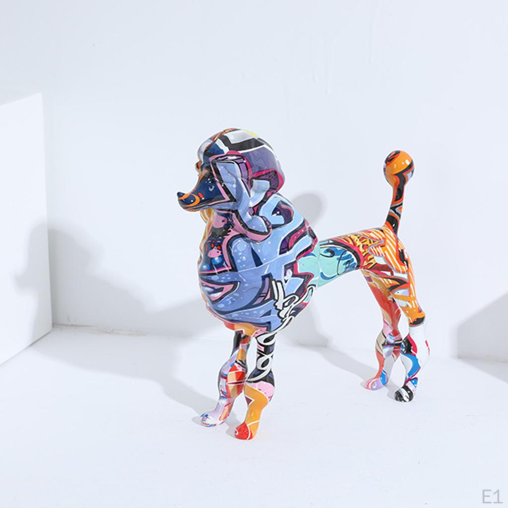 Emulational Figurine Resin Poodle Sculpture Animal Statue Home Ornament Puppy Display Gift Bedroom