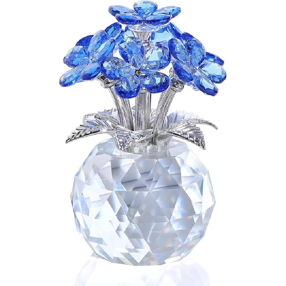 Ornalrist Blue K9 Crystal Forget Me Not Flowers Gifts for Women, Mom, Meaningful Remembrance Gifts, Birthday Gifts for Friend Sister, Glass