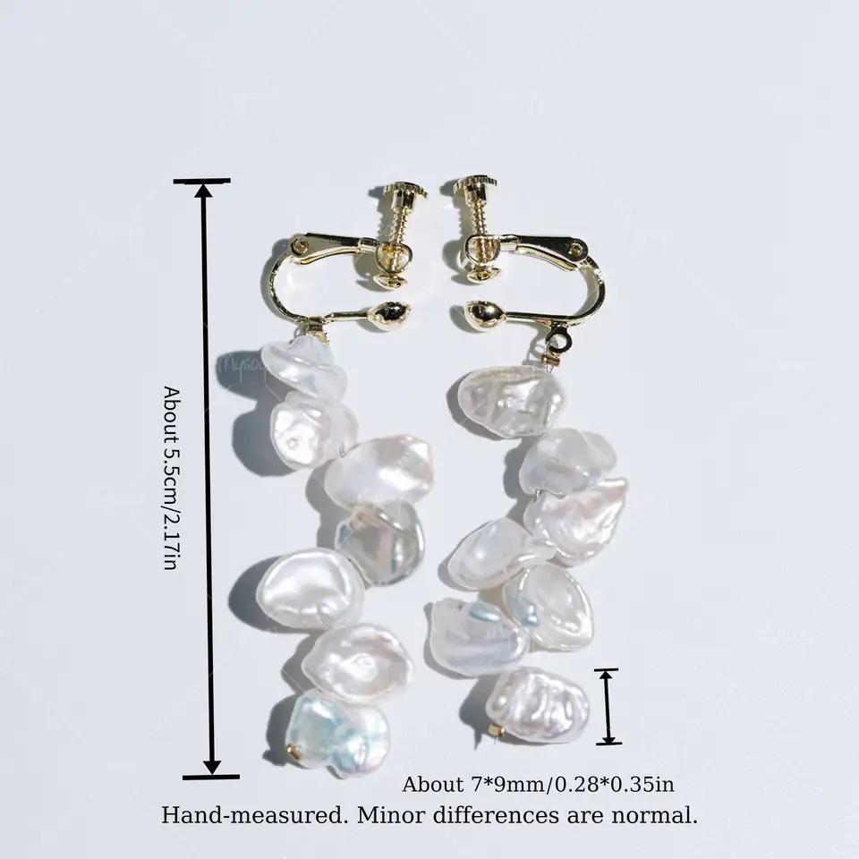 Aurora Petal Baroque Freshwater Pearl Clip-on Earrings (7-9mm) US Size золотой