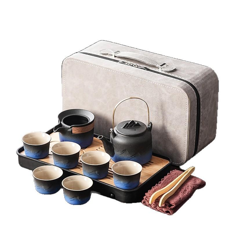 Light Luxury Black Pottery Kung Fu Tea Set Retro Gradual Change Home Office Living Room Teacup Teapot Tea Set