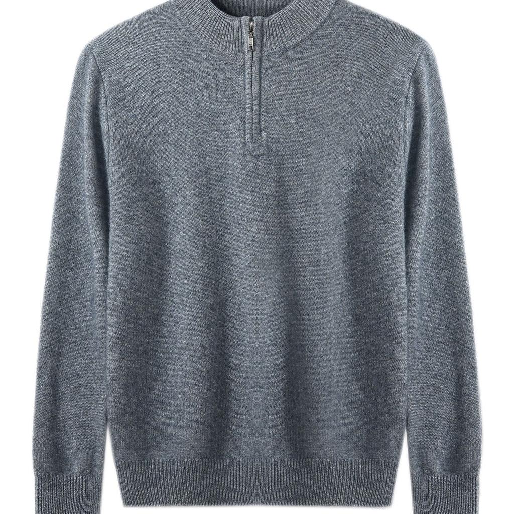 New semi-zipper cashmere sweater men's loose thickened sweater light cashmere knitting