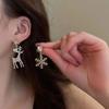 Delicate Rhinestone Elk Earrings for Women Sweet Asymmetrical Snowflake Deer Drop Earring New Year Jewelry Christmas Gift