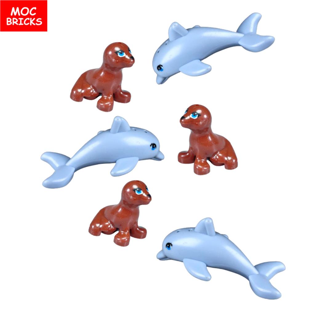 MOC Bricks Ice Animal Polar Penguin Beach Building Blocks Assembled Toys For Children Education Gifts