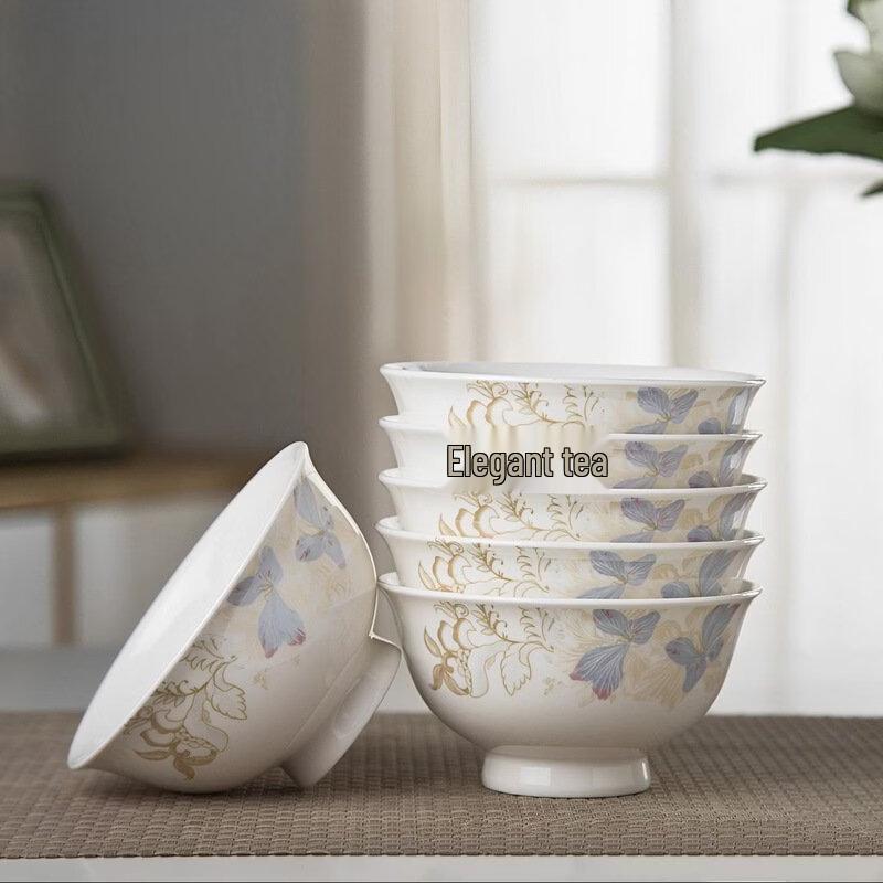 Ceramic Footed Rice Bowl Set