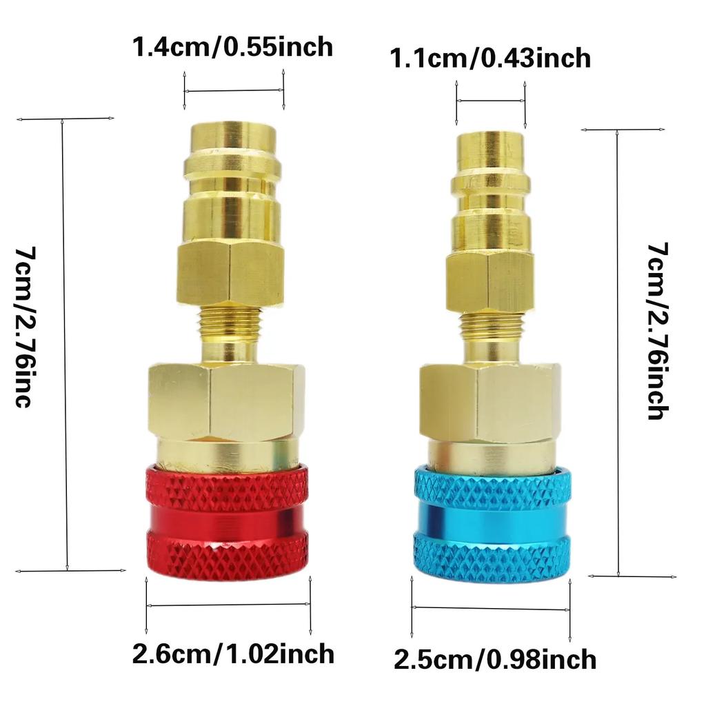 2PCS Air Conditioning Quick Connector R1234YF/R12 To R134A Quick Connectors Adapters Car AC Car Accessories Tools
