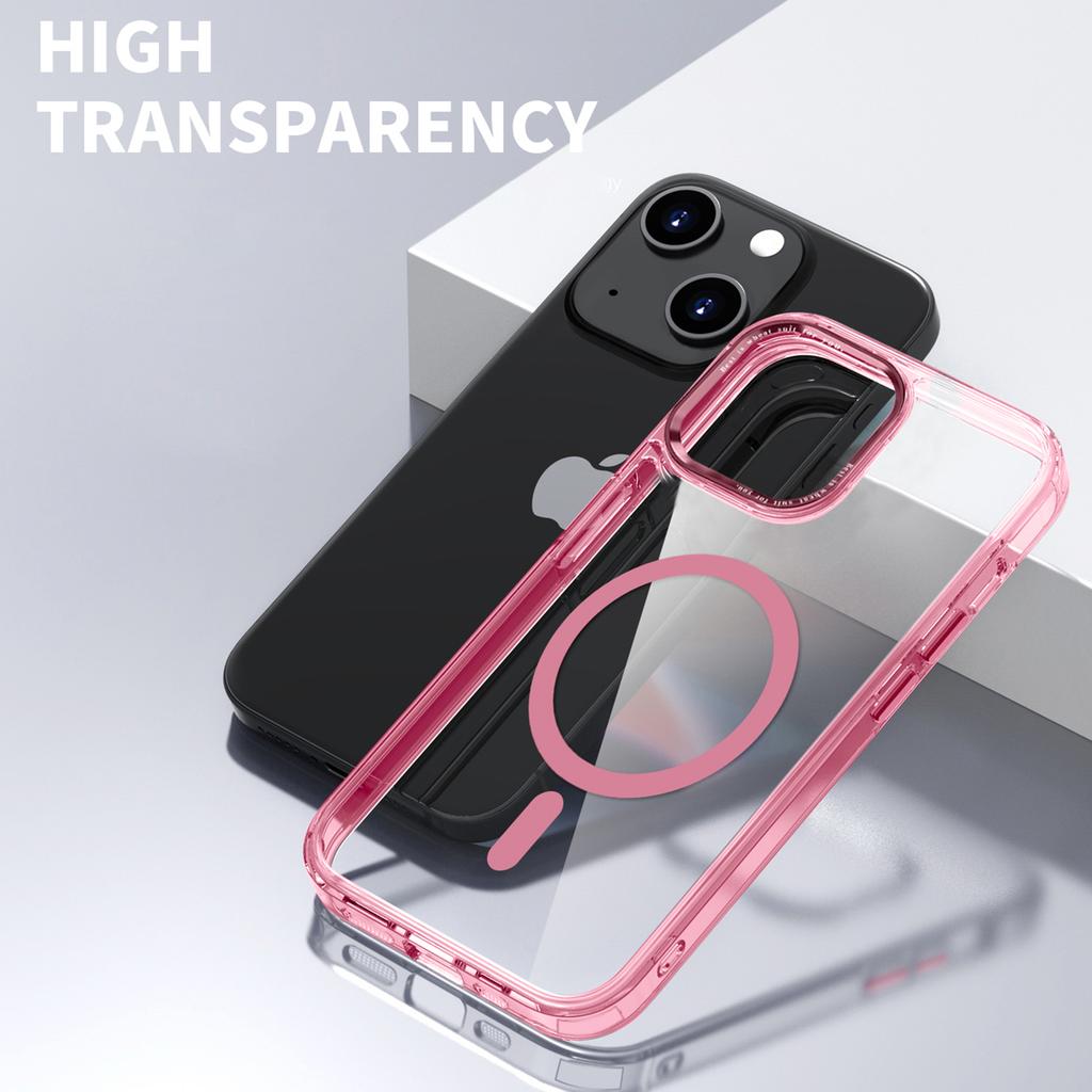 Magnetic Case Compatible with MagSafe for iPhone 14/13,Transparent PC+TPU Phone Back Cover