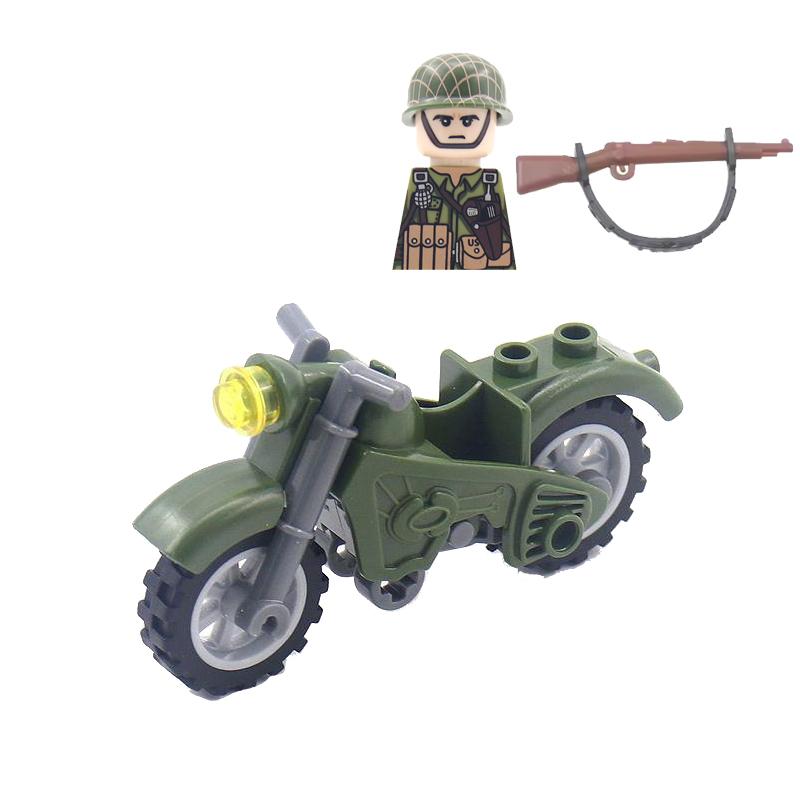 Military Soldier Building Block Figure British US Snow Camouflage Troop MP40 M1A1 Motorcycle Accessories Toys Gift Brick Z02