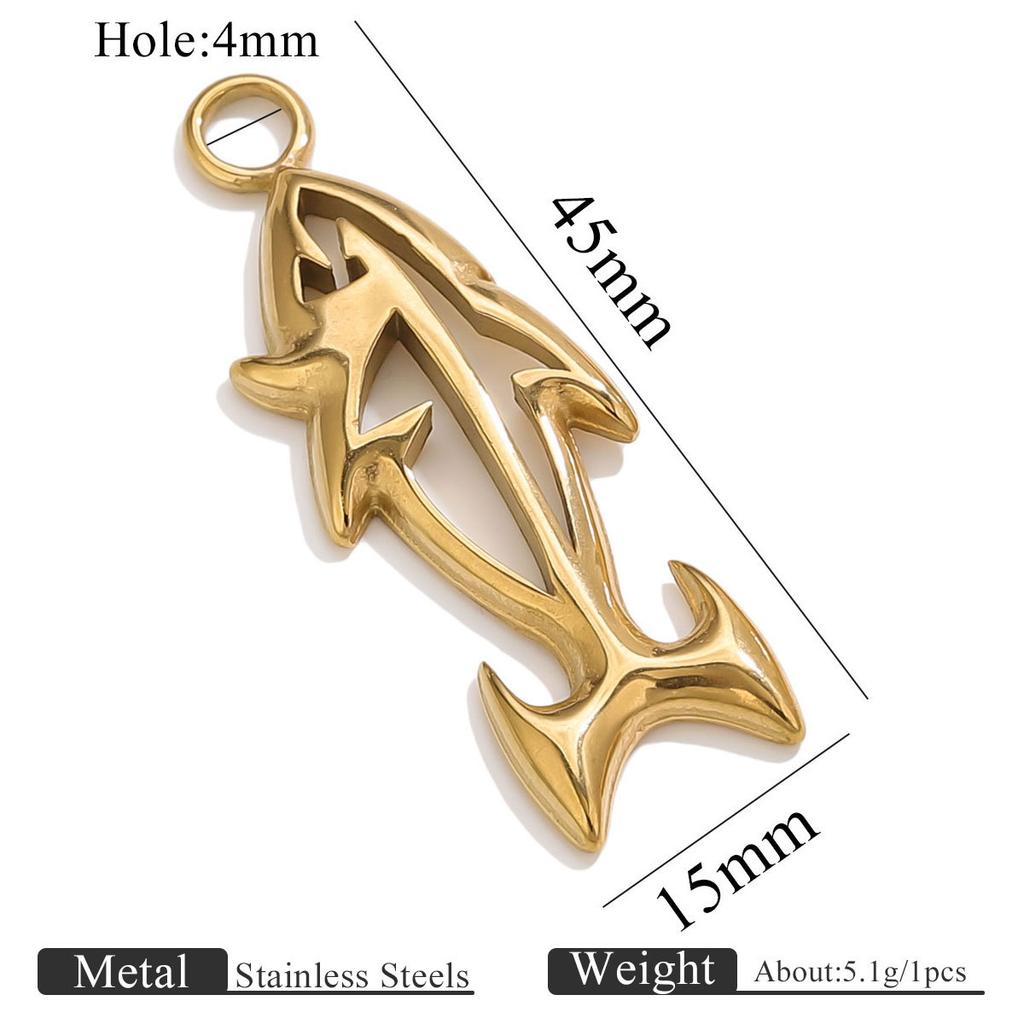 Yori 5PcsStainless Steel Casting Marine Animal Octopus Shark Crab Gold Pendant Ocean Series DIY Necklace Bracelet Jewelry
