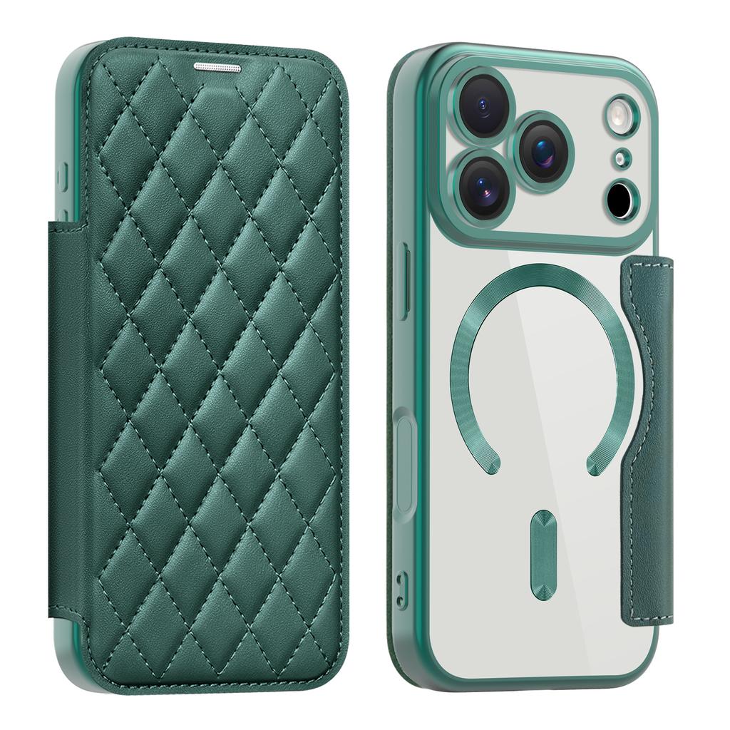 Flip Cover Verchromt Klar Magnetisch Faltbar Leder Geldbörse Hülle Für iPhone17 Air 16 Pro Max Magnetisch 15 14 13 12 11 Pro Steckplatz Kartenhalter Tasche Hülle