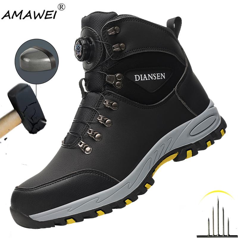 Men's Rotating Button Safety Shoes Steel Toe Work Sneakers Indestructible Shoes Puncture-Proof work Boots slip and oil resistant