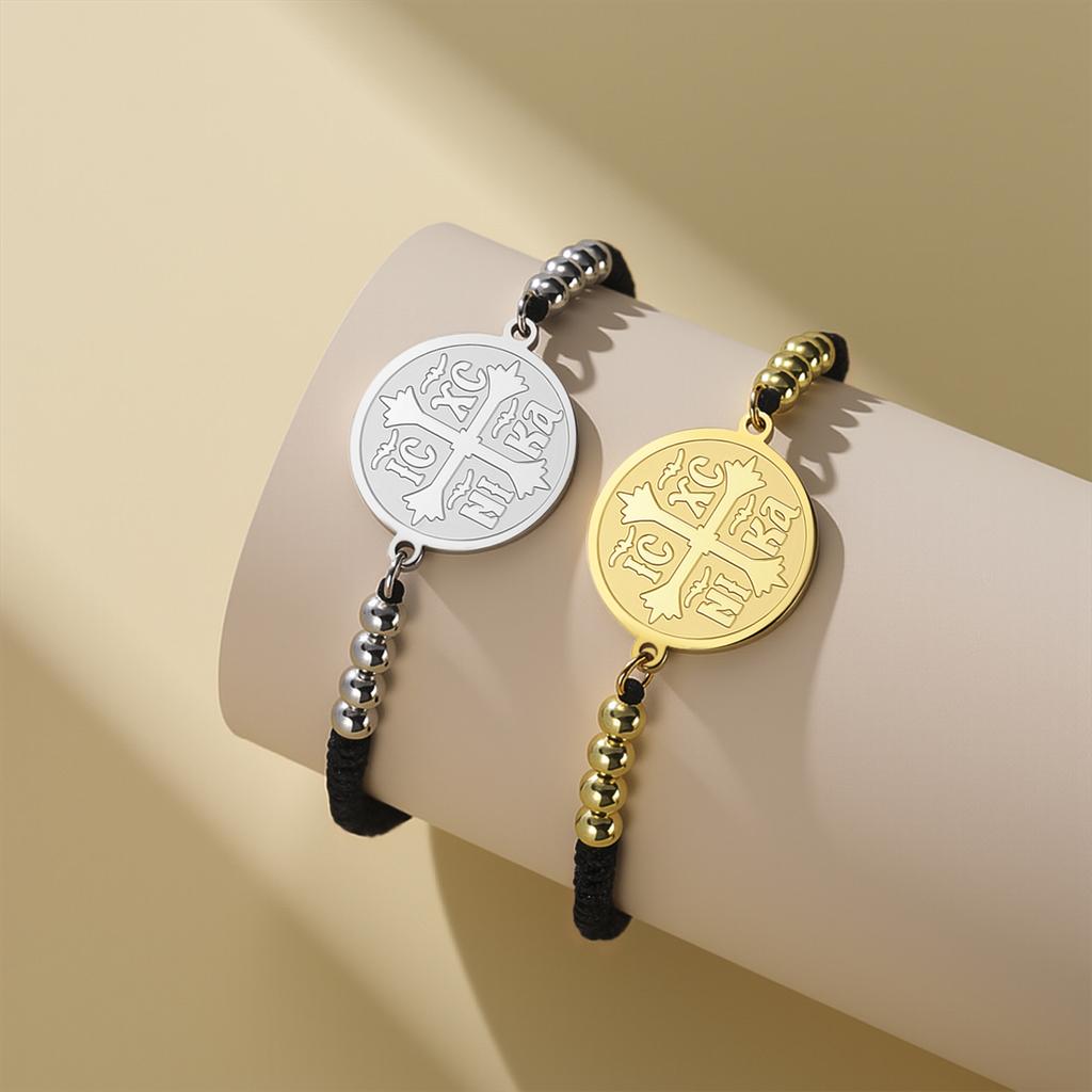 IC XC Punk Cross Seal Bracelets for Women Men Stainless Steel Orthodox Prayer Bracelet Christian Amulet Jewelry Gift