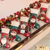 Polyester Christmas Stocking Decoration with Integrated Loop, Raised Holiday Character, Tree Print and Small Bell Feature