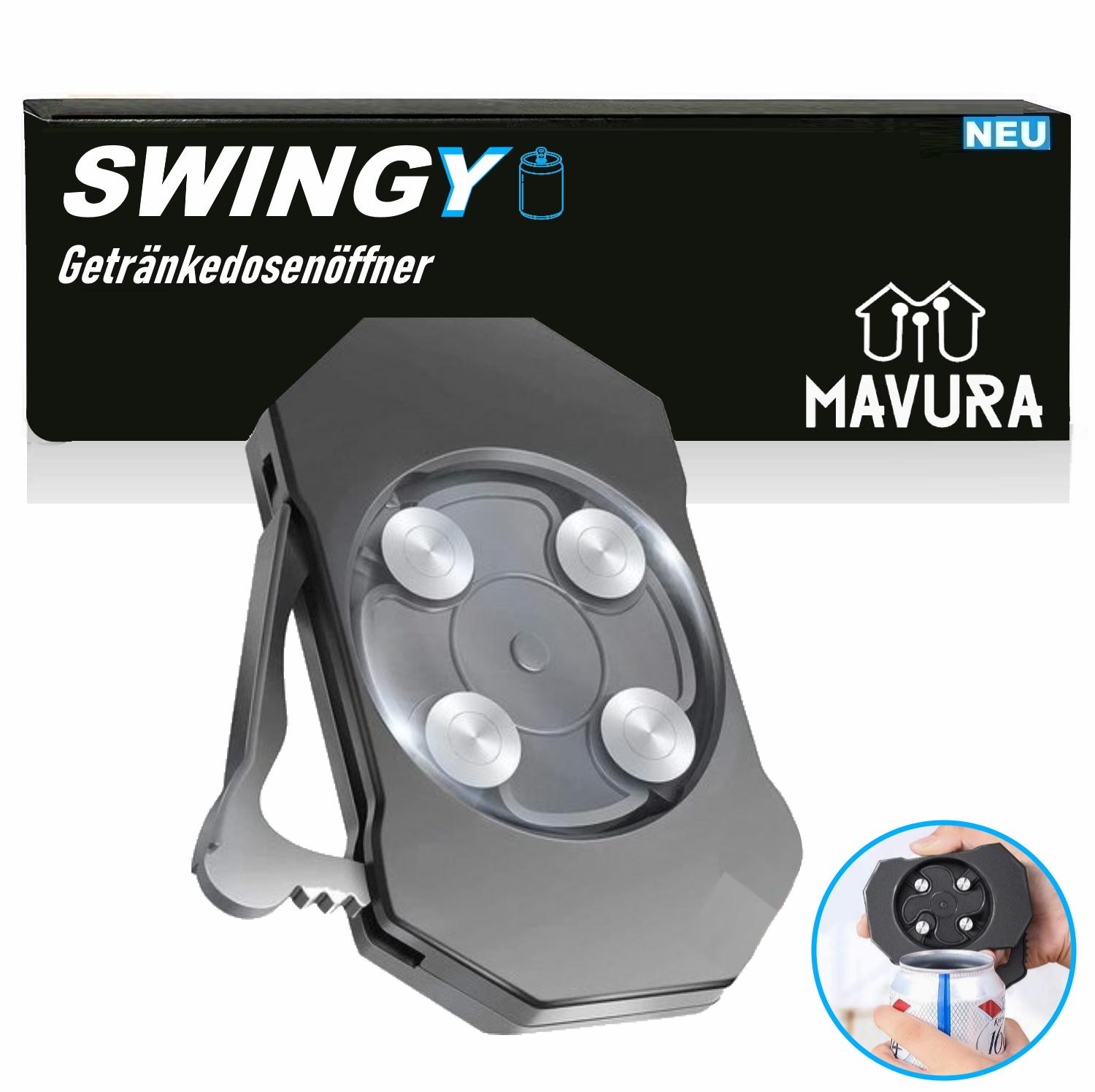 

SWINGY beverage can opener opens without sharp edges - safety can opener