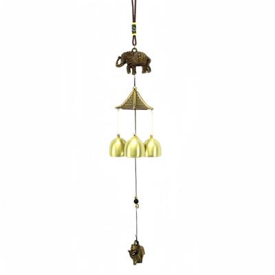 Crafts Room Decoration Vintage Metal Wind Chime Double Fish Elephant Pendant Home Decoration Wind Chime Pendant Metal Wind Chime