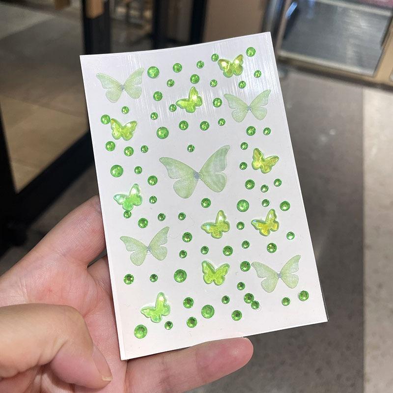 

1 Sheet Elf Butterfly Face Stickers Kawaii Self Adhesive Weaving Butterfly Decor For Stage Concert Makeup Supplies зелёный