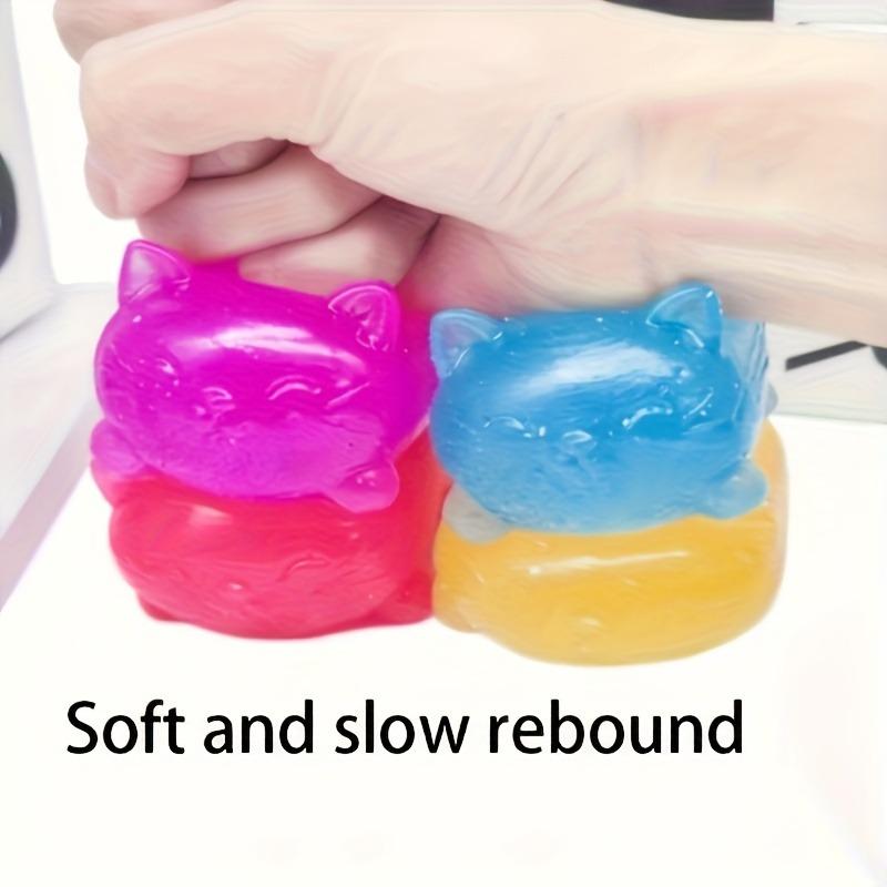 Cute Cat Squishy Stress Ball Transparent Squeeze Fidget Toy for Anxiety Relief
