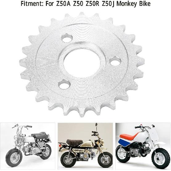 Rear Drive Wheel Sprocket, Steel Alloy 420 Chain Simple Removal 24 Tooth Rear Sprocket for Z50A Z50 Z50R Z50J Monkey Bike