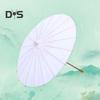2Pcs White Paper Umbrella Chinese Style DIY Crafts Decorative Oil-paper Painting Umbrella Wooden Handle Oriental Parasol Party Favors